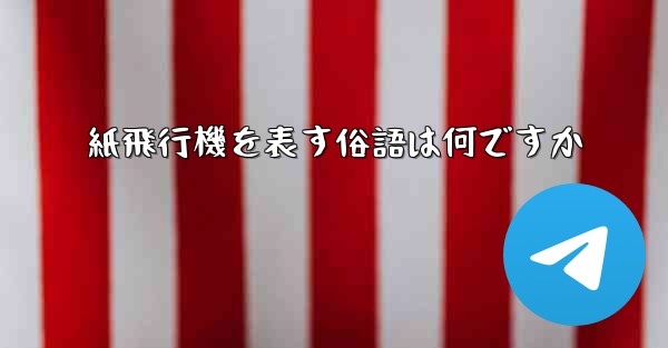 紙飛行機を表す俗語は何ですか